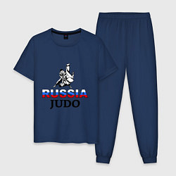 Пижама хлопковая мужская Russia judo, цвет: тёмно-синий