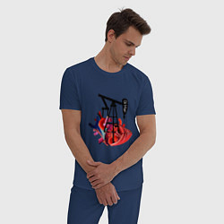 Пижама хлопковая мужская Сердце нефтяника, цвет: тёмно-синий — фото 2