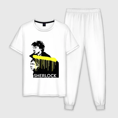 Мужская пижама Sherlock: Yellow line / Белый – фото 1