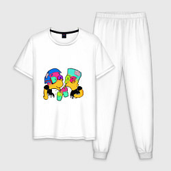 Пижама хлопковая мужская Bart & Milhous Dope, цвет: белый