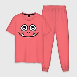 Пижама хлопковая мужская Добрый монстрик, цвет: коралловый