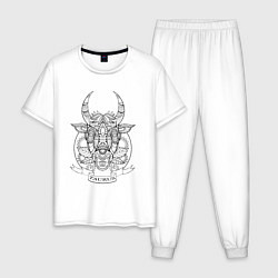 Пижама хлопковая мужская Taurus Minimalism, цвет: белый