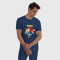 Пижама хлопковая мужская Sonic Mania, цвет: тёмно-синий — фото 2