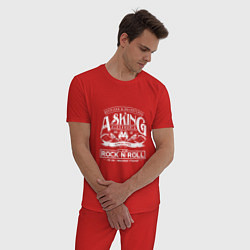 Пижама хлопковая мужская Asking Alexandria: Rock'n'Roll, цвет: красный — фото 2