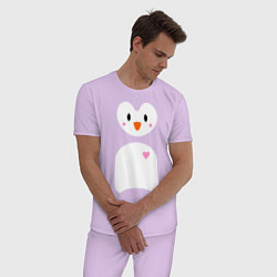 Пижама хлопковая мужская Привет от пингвина, цвет: лаванда — фото 2