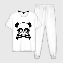 Пижама хлопковая мужская Skull panda, цвет: белый