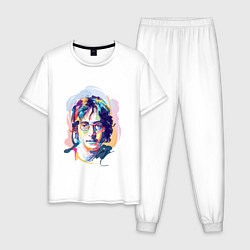 Пижама хлопковая мужская John Lennon: Art цвета белый — фото 1