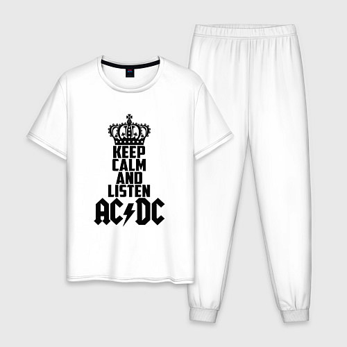 Мужская пижама Keep Calm & Listen AC/DC / Белый – фото 1