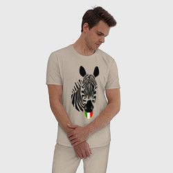 Пижама хлопковая мужская Juventus Zebra, цвет: миндальный — фото 2