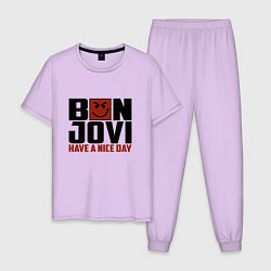 Пижама хлопковая мужская Bon Jovi: Nice day цвета лаванда — фото 1
