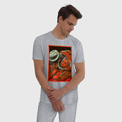 Пижама хлопковая мужская Гагарин в иллюминаторе, цвет: меланж — фото 2