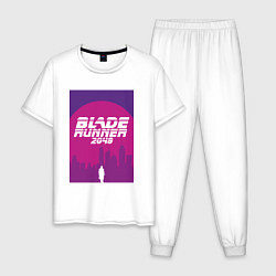 Пижама хлопковая мужская Blade Runner 2049: Purple, цвет: белый