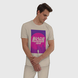 Пижама хлопковая мужская Blade Runner 2049: Purple, цвет: миндальный — фото 2