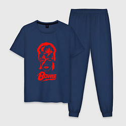 Пижама хлопковая мужская Дэвид Боуи, цвет: тёмно-синий
