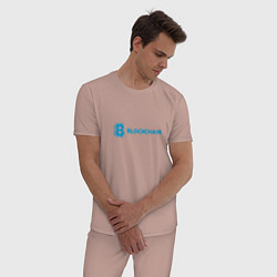 Пижама хлопковая мужская Blockchain, цвет: пыльно-розовый — фото 2