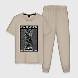 Пижама хлопковая мужская Joy Division: Unknown Pleasures, цвет: миндальный