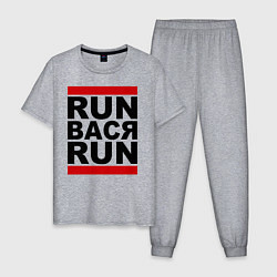 Пижама хлопковая мужская Run Вася Run цвета меланж — фото 1