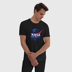 Пижама хлопковая мужская NASA: Cosmic Logo, цвет: черный — фото 2