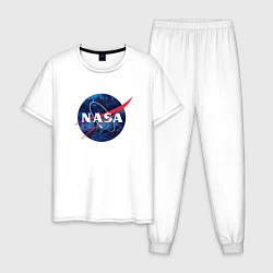 Пижама хлопковая мужская NASA: Cosmic Logo, цвет: белый