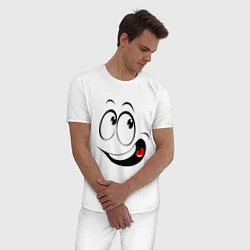 Пижама хлопковая мужская Смайл01, цвет: белый — фото 2