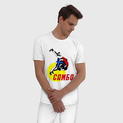Пижама хлопковая мужская Спортивное самбо, цвет: белый — фото 2