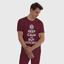 Пижама хлопковая мужская Keep Calm & Buy Bitcoin, цвет: меланж-бордовый — фото 2
