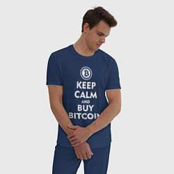 Пижама хлопковая мужская Keep Calm & Buy Bitcoin, цвет: тёмно-синий — фото 2