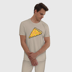 Пижама хлопковая мужская Bitcoin Pizza, цвет: миндальный — фото 2