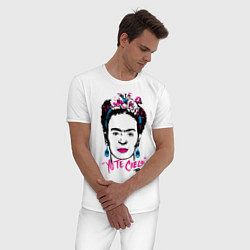 Пижама хлопковая мужская Фрида Кало, цвет: белый — фото 2