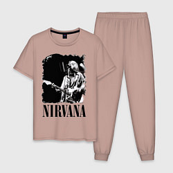 Пижама хлопковая мужская Black Nirvana, цвет: пыльно-розовый
