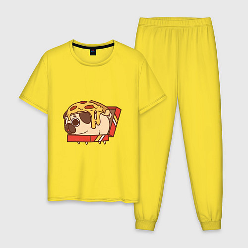Мужская пижама Мопс-пицца / Желтый – фото 1