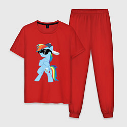 Пижама хлопковая мужская Крутая пони, цвет: красный