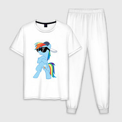 Пижама хлопковая мужская Крутая пони, цвет: белый