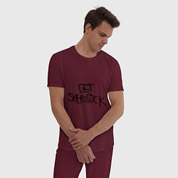 Пижама хлопковая мужская Get sherlock, цвет: меланж-бордовый — фото 2