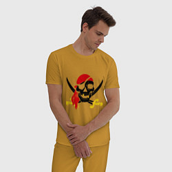 Пижама хлопковая мужская Пиратская футболка, цвет: горчичный — фото 2