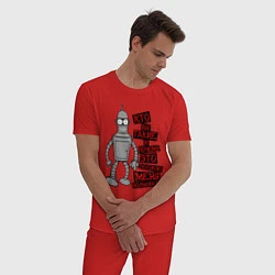 Пижама хлопковая мужская Бэндер: кто вы такие?, цвет: красный — фото 2