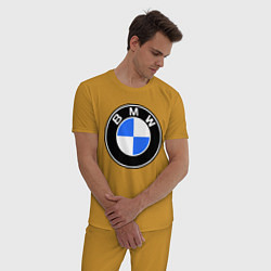 Пижама хлопковая мужская Logo BMW, цвет: горчичный — фото 2