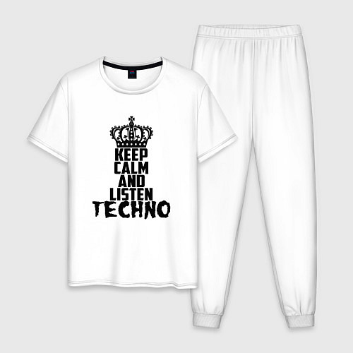 Мужская пижама Keep Calm & Listen Techno / Белый – фото 1