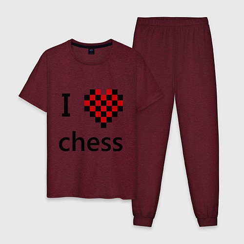 Мужская пижама I love chess / Меланж-бордовый – фото 1