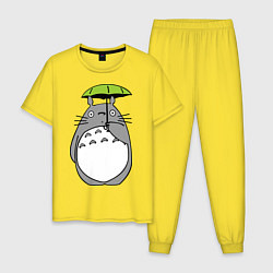 Пижама хлопковая мужская Totoro с зонтом, цвет: желтый