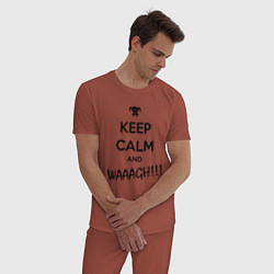 Пижама хлопковая мужская Keep Calm & WAAAGH, цвет: кирпичный — фото 2