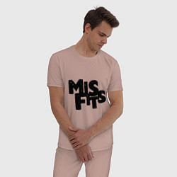 Пижама хлопковая мужская Misfits, цвет: пыльно-розовый — фото 2