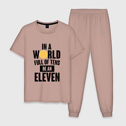 Пижама хлопковая мужская Be A Eleven, цвет: пыльно-розовый