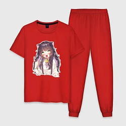 Пижама хлопковая мужская Ahegao Meow, цвет: красный