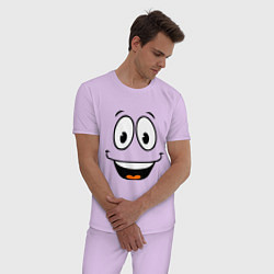 Пижама хлопковая мужская Радостный смайлик, цвет: лаванда — фото 2