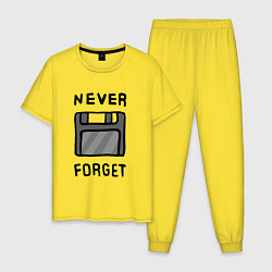 Пижама хлопковая мужская Never Forget, цвет: желтый