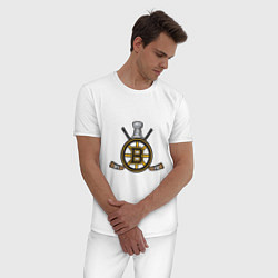 Пижама хлопковая мужская Boston Bruins Hockey, цвет: белый — фото 2