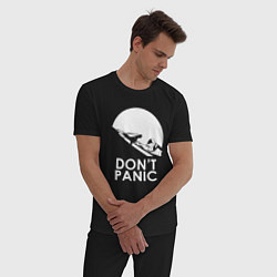 Пижама хлопковая мужская Elon: Don't Panic, цвет: черный — фото 2