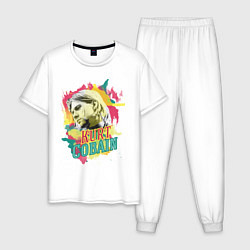 Пижама хлопковая мужская Kurt Cobain Paints, цвет: белый