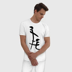Пижама хлопковая мужская Иероглиф: минет, цвет: белый — фото 2